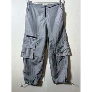 Garage Silver Gray Parachute Cargo Pants S Y2K Techwear Streetwear Utility Gorp